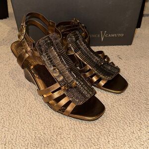 gladiator beaded wedge heels 6.5